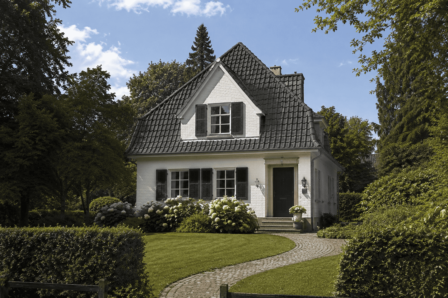 Ein charmantes Einfamilienhaus in Hamburg mit gepflegtem Garten und stilvoller Architektur.